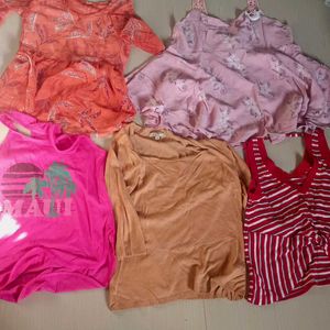 8-12 Years Girl 5 Tops Combo