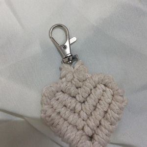 Handmade Macrame Heart Keychain