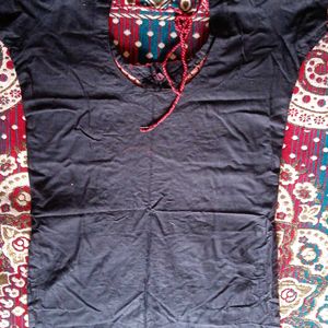 Beautiful black kurti with red work design