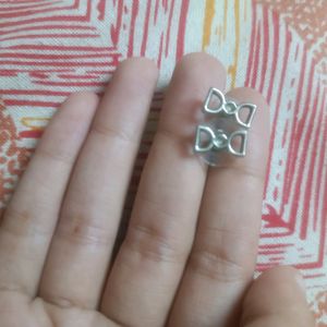 Silver Bow-Tie Stud Earrings