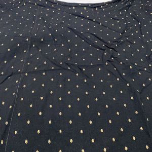 Short Black Kurti With Golden Print