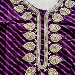 Hand Embroidered Straight Cut Long Kurta