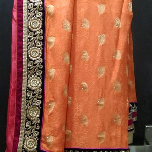 outstanding embroidered and thread work saree....