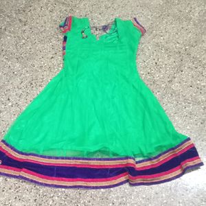 Green With Purple Anarkali Kurta