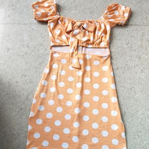 Orange Polka Dot Dress💘🌷