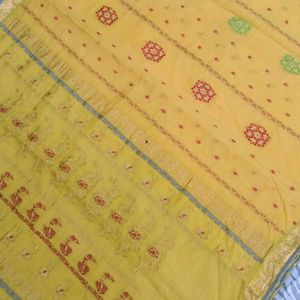 Gadwal yellow colour saree