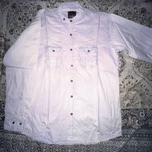 White And Blue Cotton Shirt