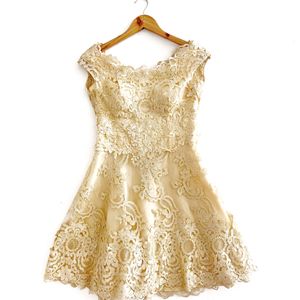 Beige Lace Floral Dress (Women)