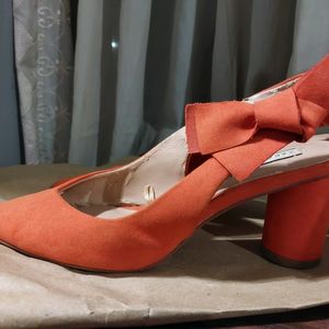 Orange Suede Slingback Heels