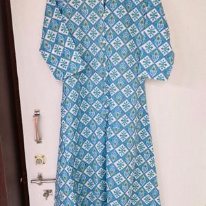 Blue A Line Slit Kurta With Pant (Set Of 2)