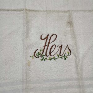 2 White Towel Set - His & Hers