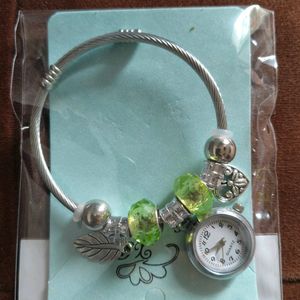 Green Crystal Watch Bracelet