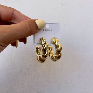 Twisted Gold Statement Earrings