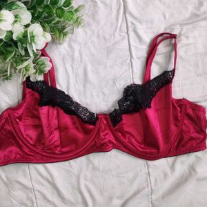 Maroon Satin Bra