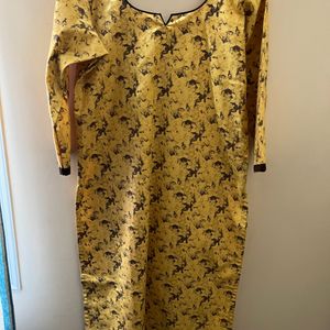 Women Yellow And Brown Kurta