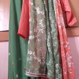 Kurti And Plazo Set With Beautiful Dupatta