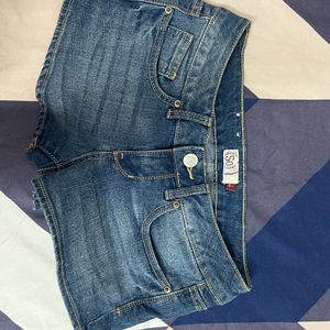 low waist mini denim shorts