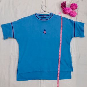 Mast & Harbour Teal blue Embroided Tshirt (Women)