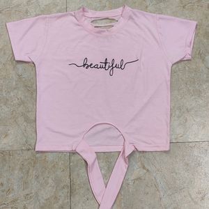 Baby Pink Crop Top with bow detail