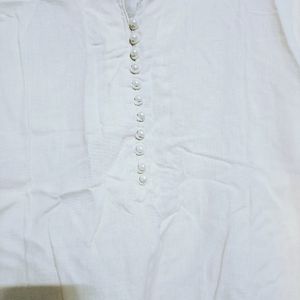 Short Cream Kurti With Pearls