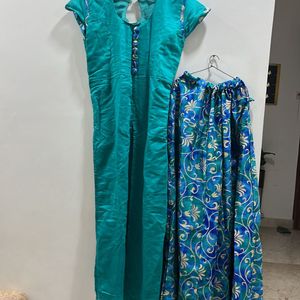 Party Wear 2 Piece Skirt And Front Cut Kurti