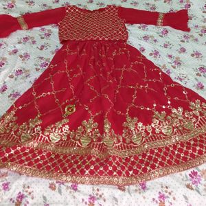 Elegant Red Party Dress for Kids (5-6 Years)