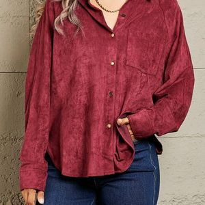 Korean Oversized Carduroy Shirt In Red