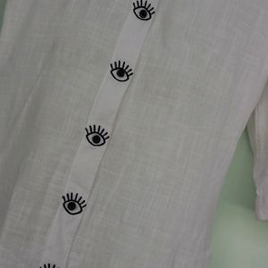 Cotton white kurthi with collar