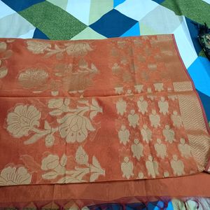 Orange Banarasi Silk Dupatta