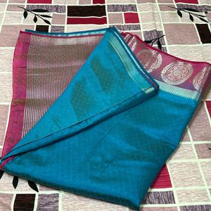 Blue & Pink Festive Ware Saree