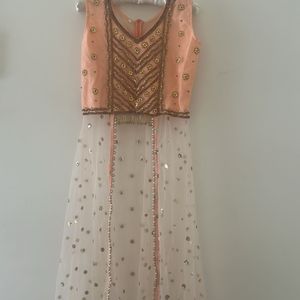 Amazing Peach Party Wear Shrug/kurti With Back Zip