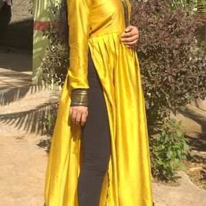 Anarkali Side Cut Long Kurti 💛