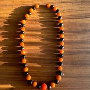 Orange And Black Glass Bead Necklace