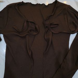 Front Tie Full Sleeve Shrug