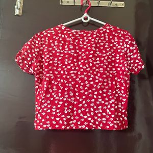 Red Tie Knot Crop Top