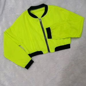 Vibrant Neon Crop Jacket Top