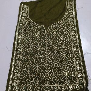 Neck Embroidery Patch Mehendi Green Golden Colour