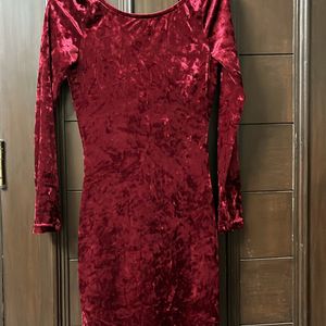 Red Velvet Full Sleeve Dress