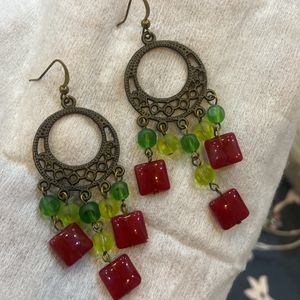 Pure red stone earings