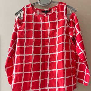 Red Cut Sleeves Top