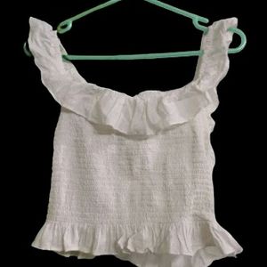 White & Green Cotton Top