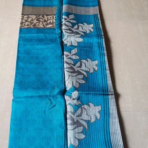 Elegant Aqua Blue Tissue Saree