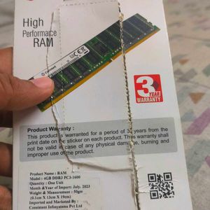 DDR3 4GB RAM WITH WARRANTY