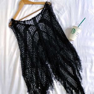 Pinterest Black Up & Down Knitted Top