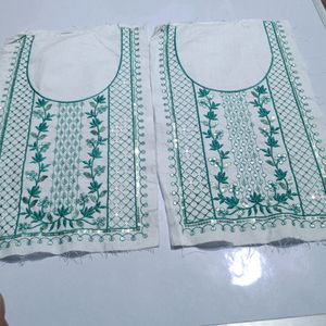 Combo Of 2 Neck Embroidery Patches White RamaGreen