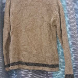 Round Neck Shimmery Sweater With Net Designing