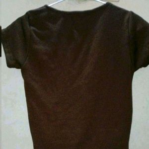 Brown Sqaure Neck Top