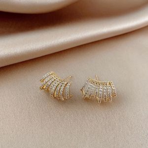 Korean Stylish Row Cubic C Shape Stud Earring