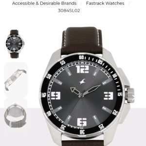 Fastrack Quartz Analog Grey Dial Leather Strap