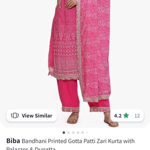 Biba Festive Kurta With Plazzo And Duppatta